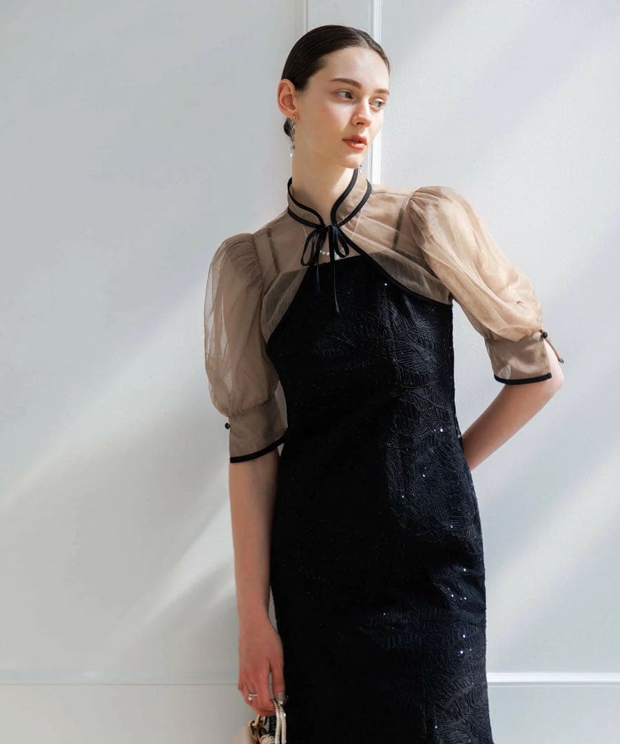 LEJA/スパンコール刺繍マーメイドボレロ付きワンピースドレス結婚式オケージョン