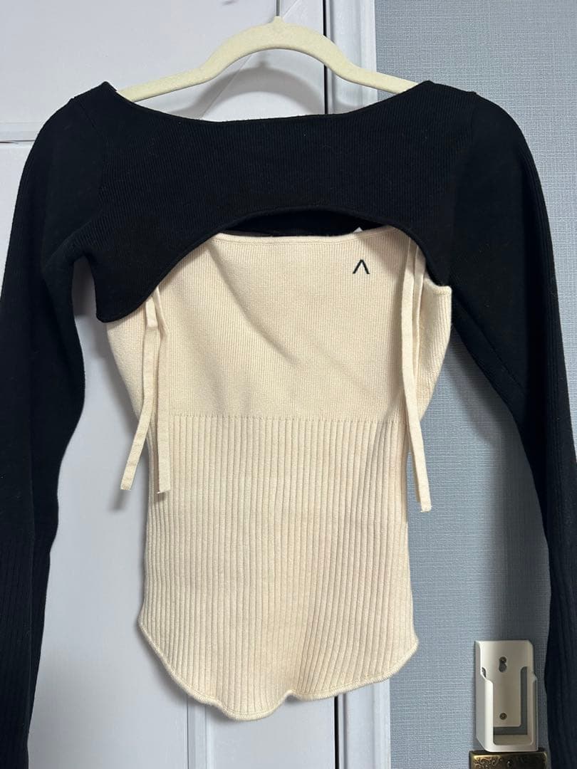 トップス andmary Bebe ribbon set tops Black