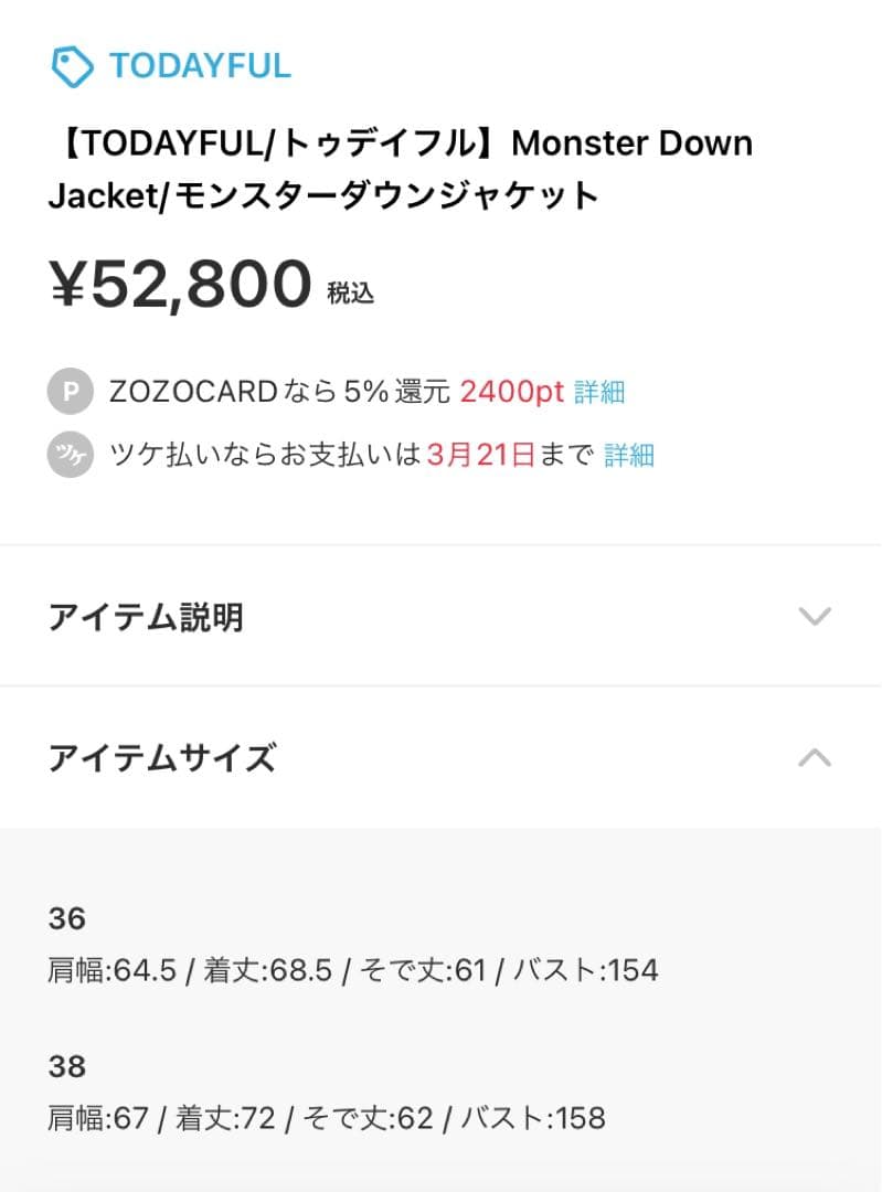 【TODAYFUL】Monster Down Jacket