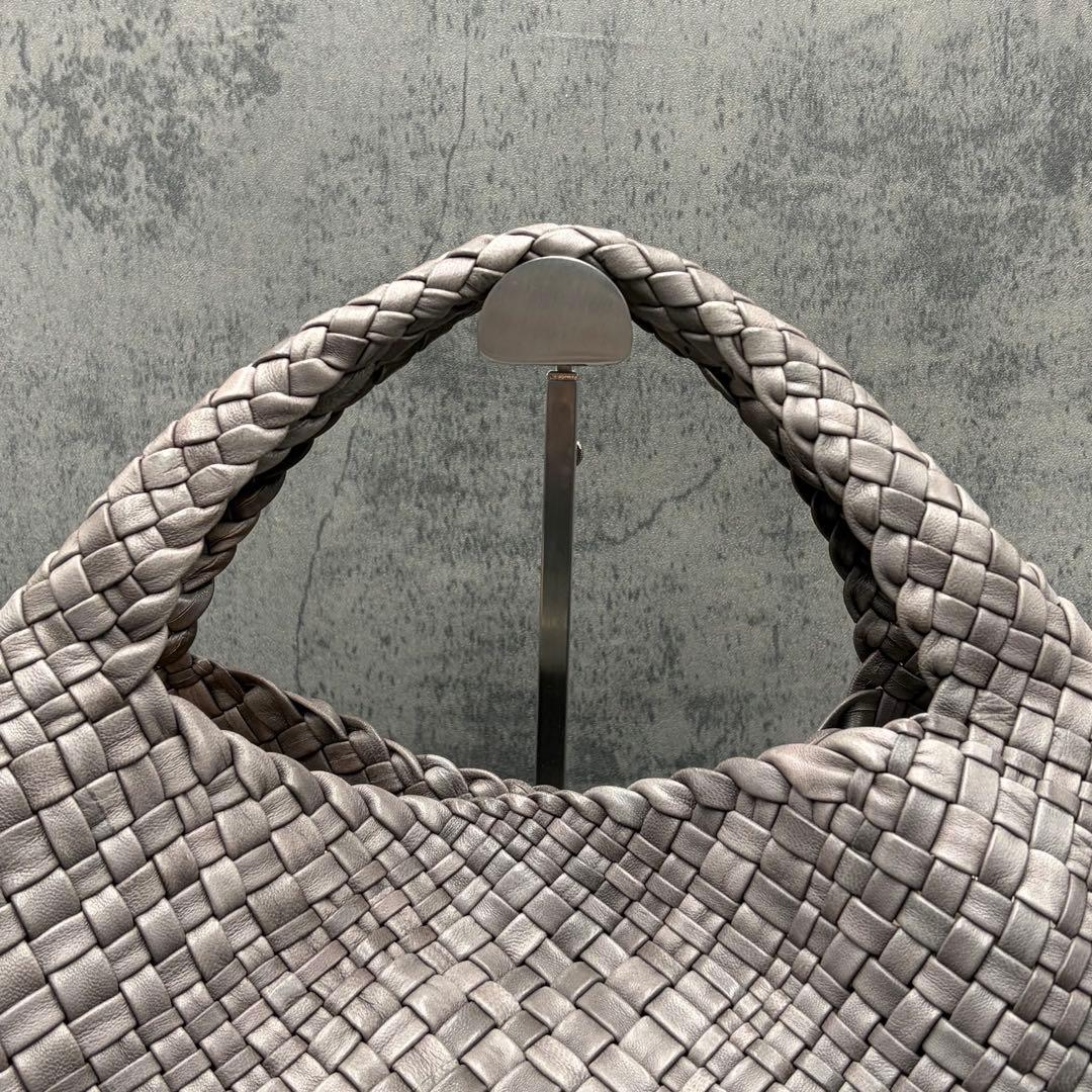 美品 ファロルニ 編み込み トートバッグ オールレザー A4 ハンド 灰 メンズ