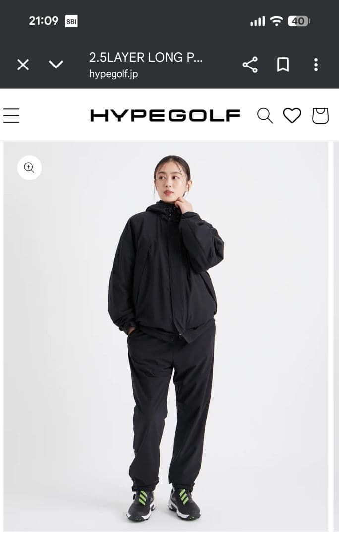 HYPEGOLF 2.5LAYER LONG PANTS 黒 ゴルフパンツ