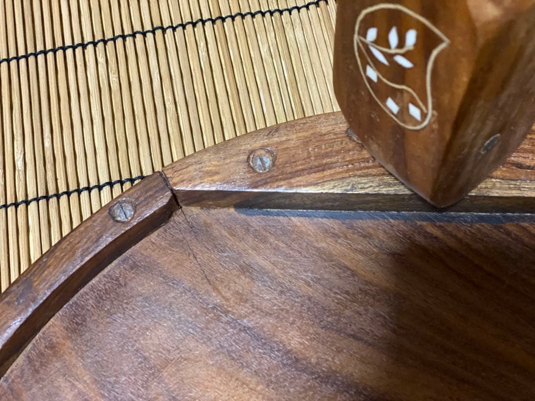 鳥モチーフ 象嵌(ぞうがん)細工 アジアンサイドテーブル 3本脚