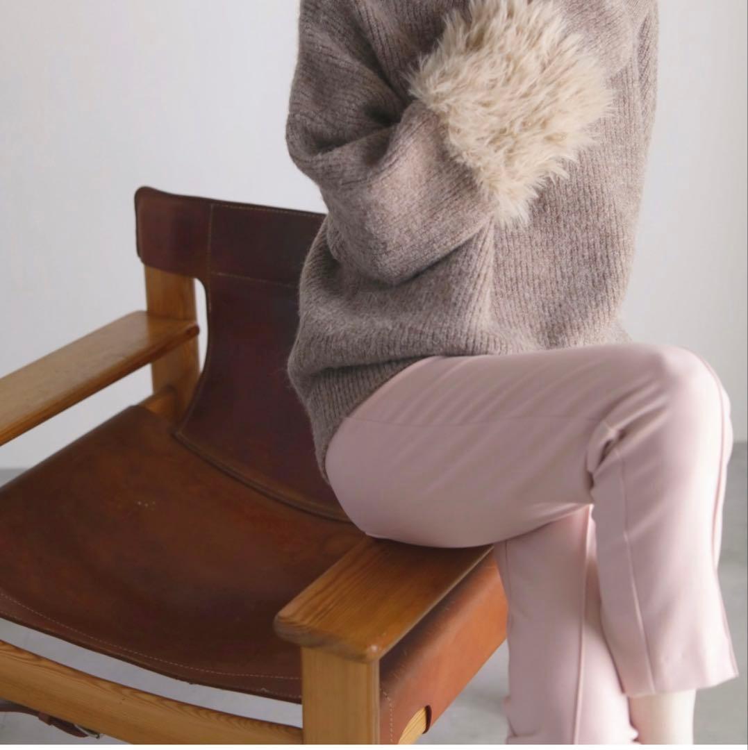 Lallia Muラリアムーファースリーブニットセーター 黒