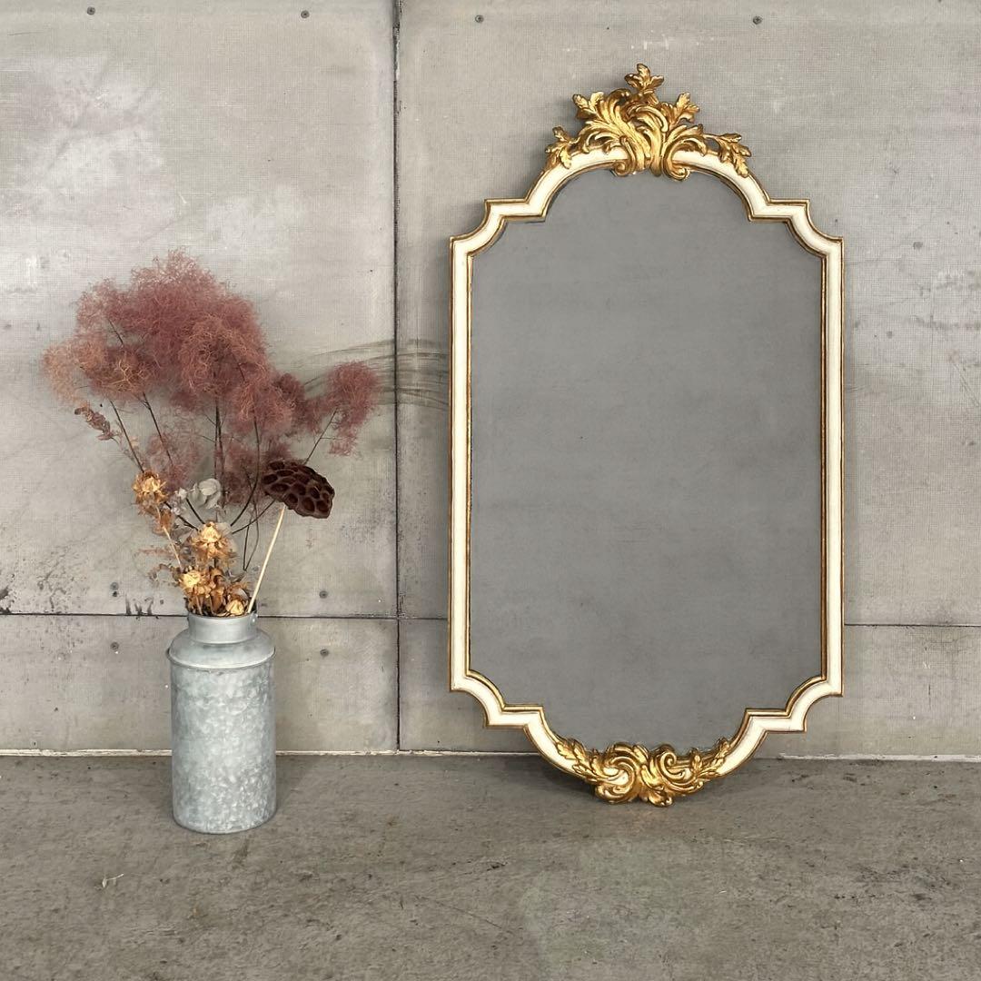 イタリア製 クラシックスタイル壁掛けミラーゴールド 鏡木彫風 ユーロマルキ