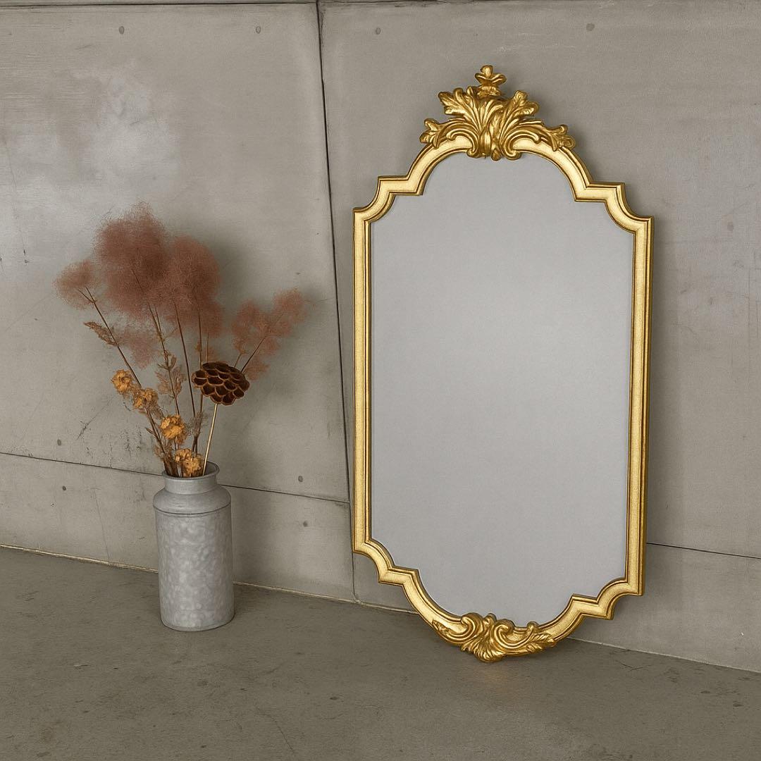 イタリア製 クラシックスタイル壁掛けミラーゴールド 鏡木彫風 ユーロマルキ