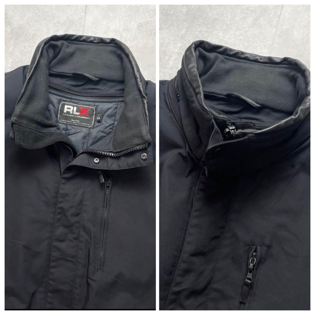 美品 ラルフローレン 中綿キルティングライナー レザーパイピング 黒 XL