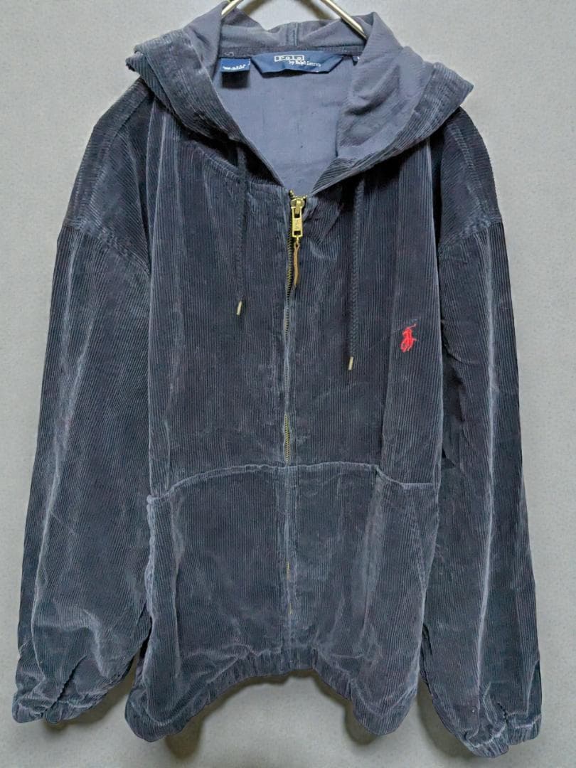 【希少】USA製 90s ラルフローレン コーデュロイパーカー 太畝 ネイビー