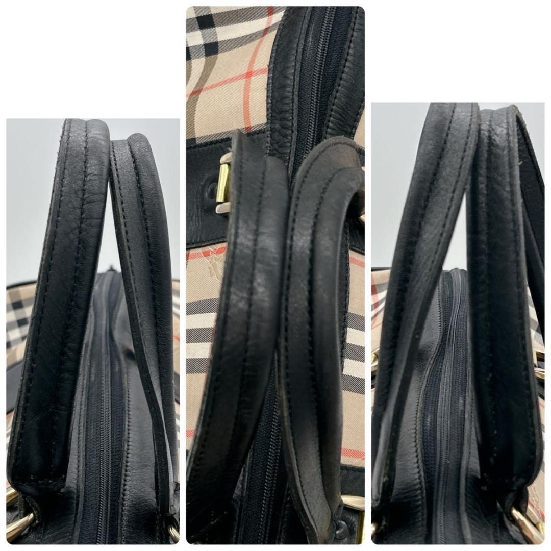 希少 バーバリー ボストンバッグ ノバチェック ホースロゴ シャドーホース