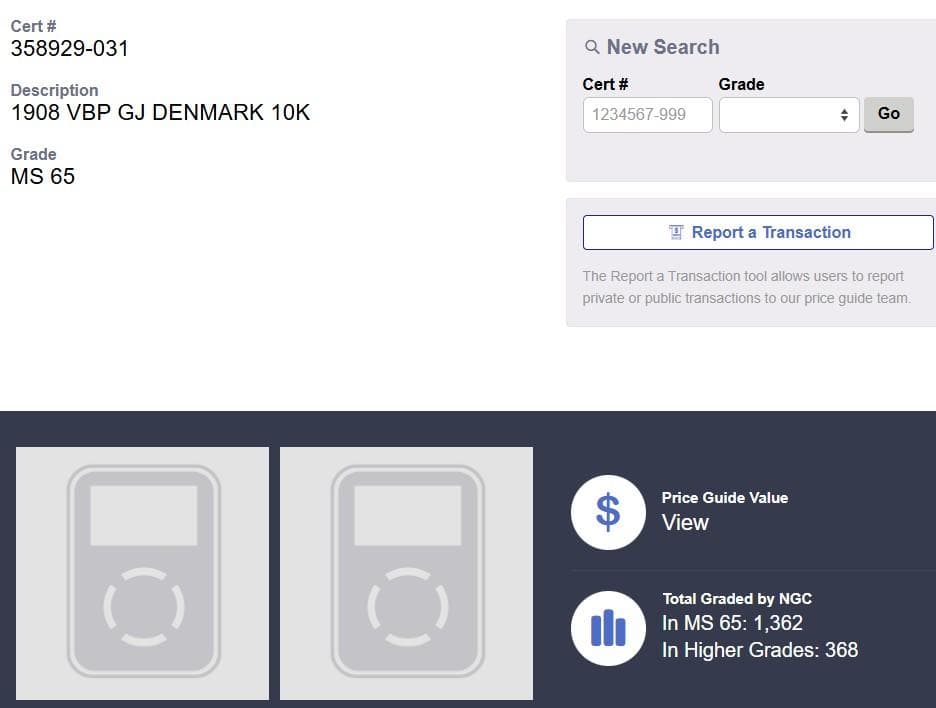 ★★★梨くん★★★　1908年デンマーク10クローネ金貨★NGC MS65