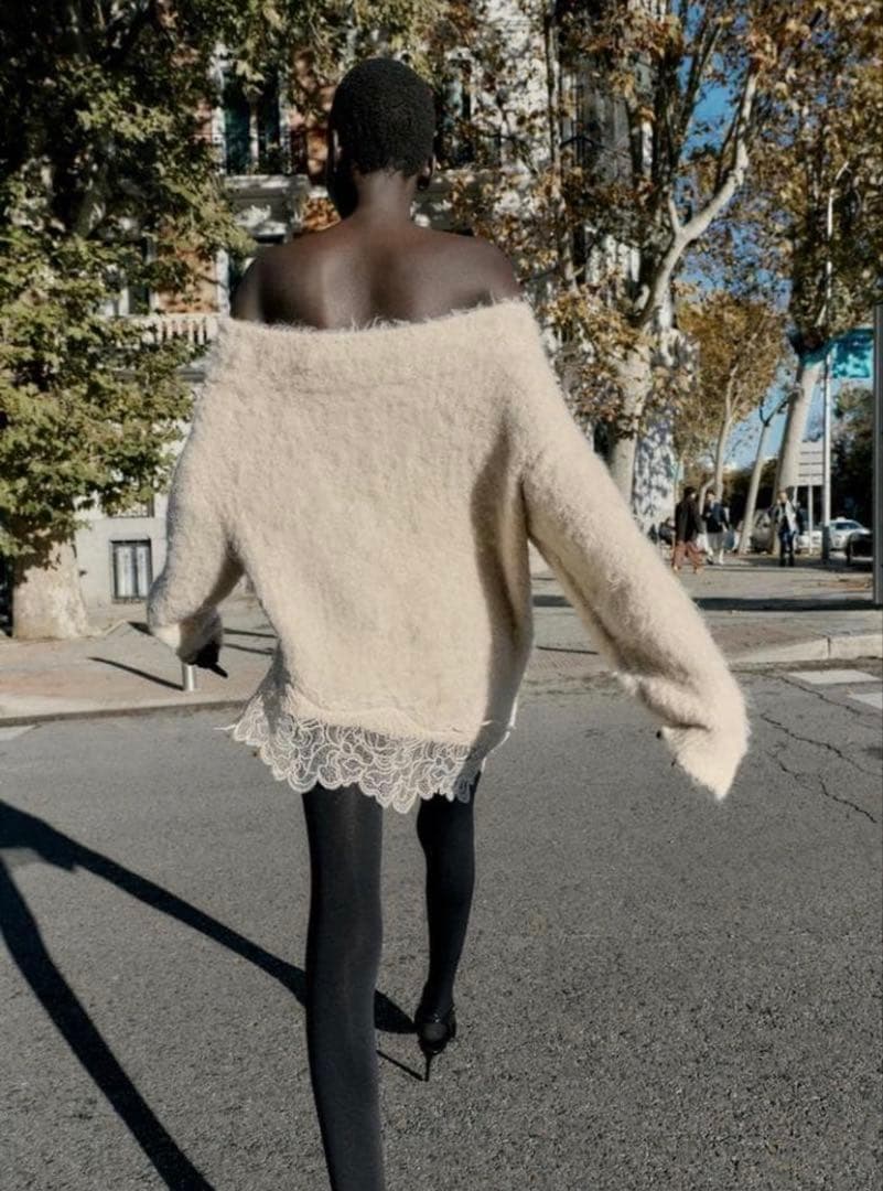 ZARA　レースコンビニットセーター M