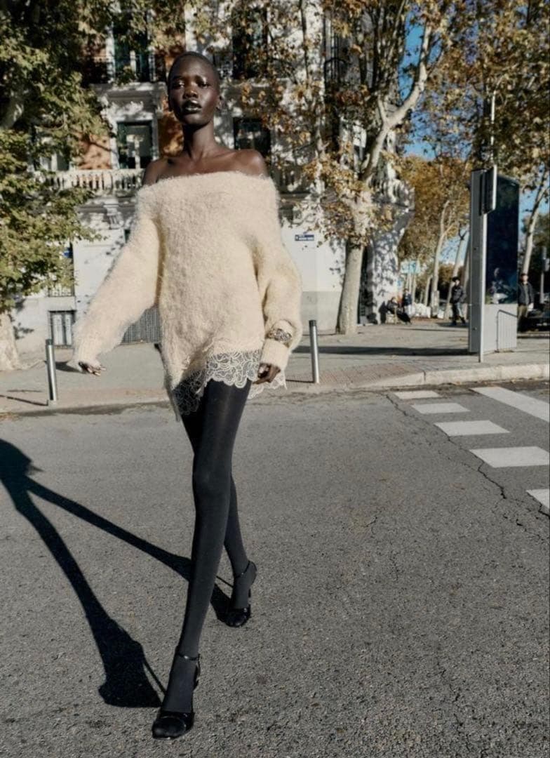 ZARA　レースコンビニットセーター M