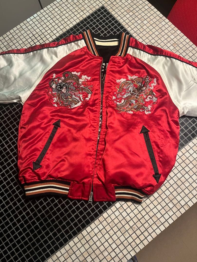 【超レア】【大幅値下げ】90s スカジャン　和柄　刺繍　リバーシブル　レア