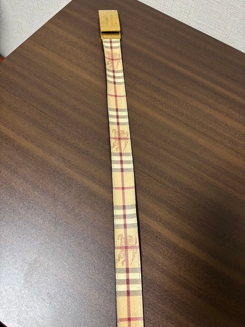 BURBERRY チェック柄 ベルト ゴールドバックル