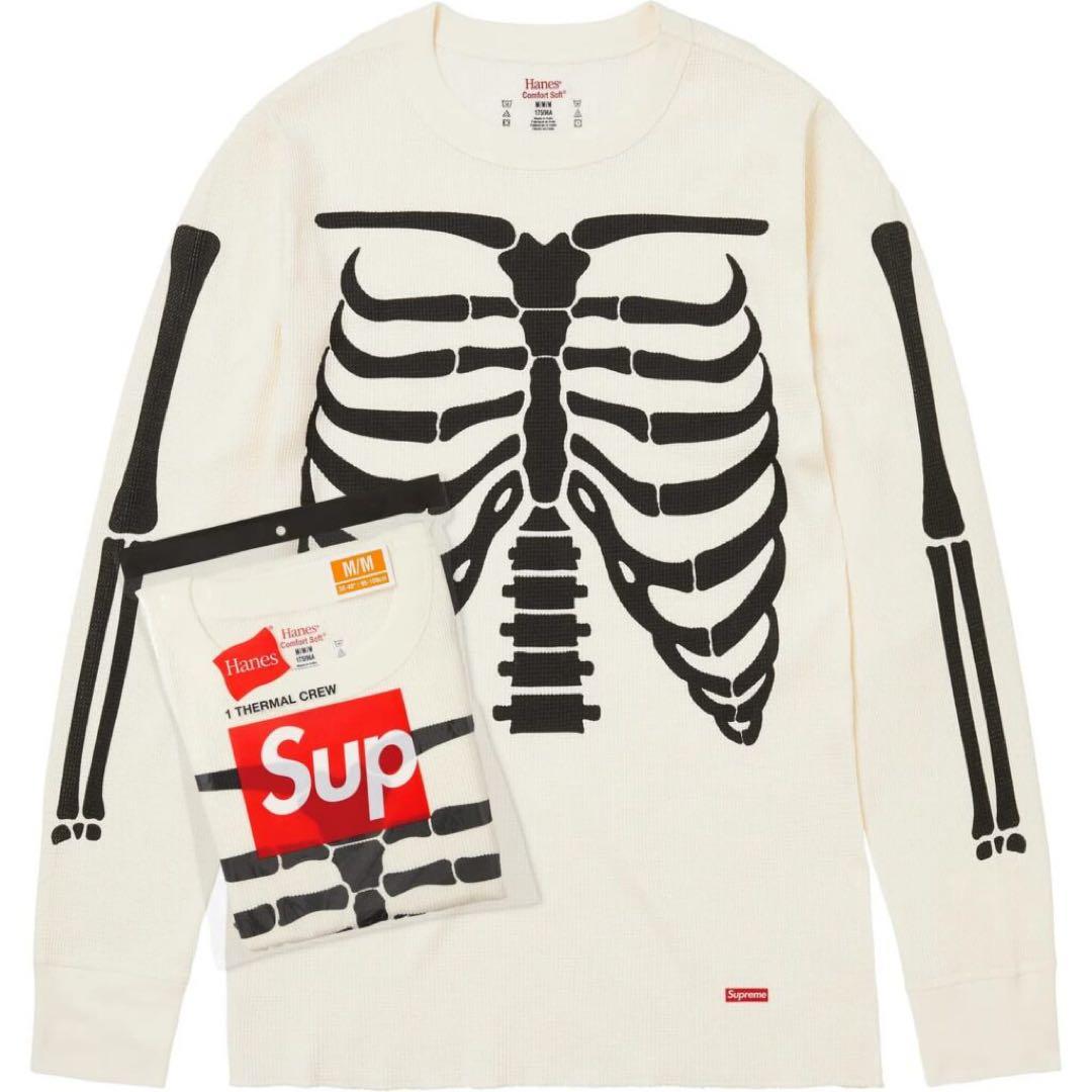 S 白 Supreme x Hanes Bones Thermal Crew