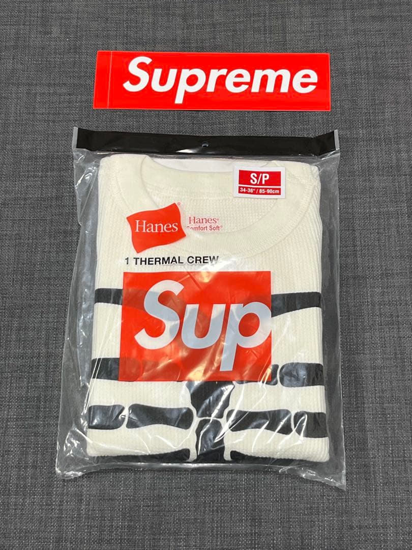 S 白 Supreme x Hanes Bones Thermal Crew