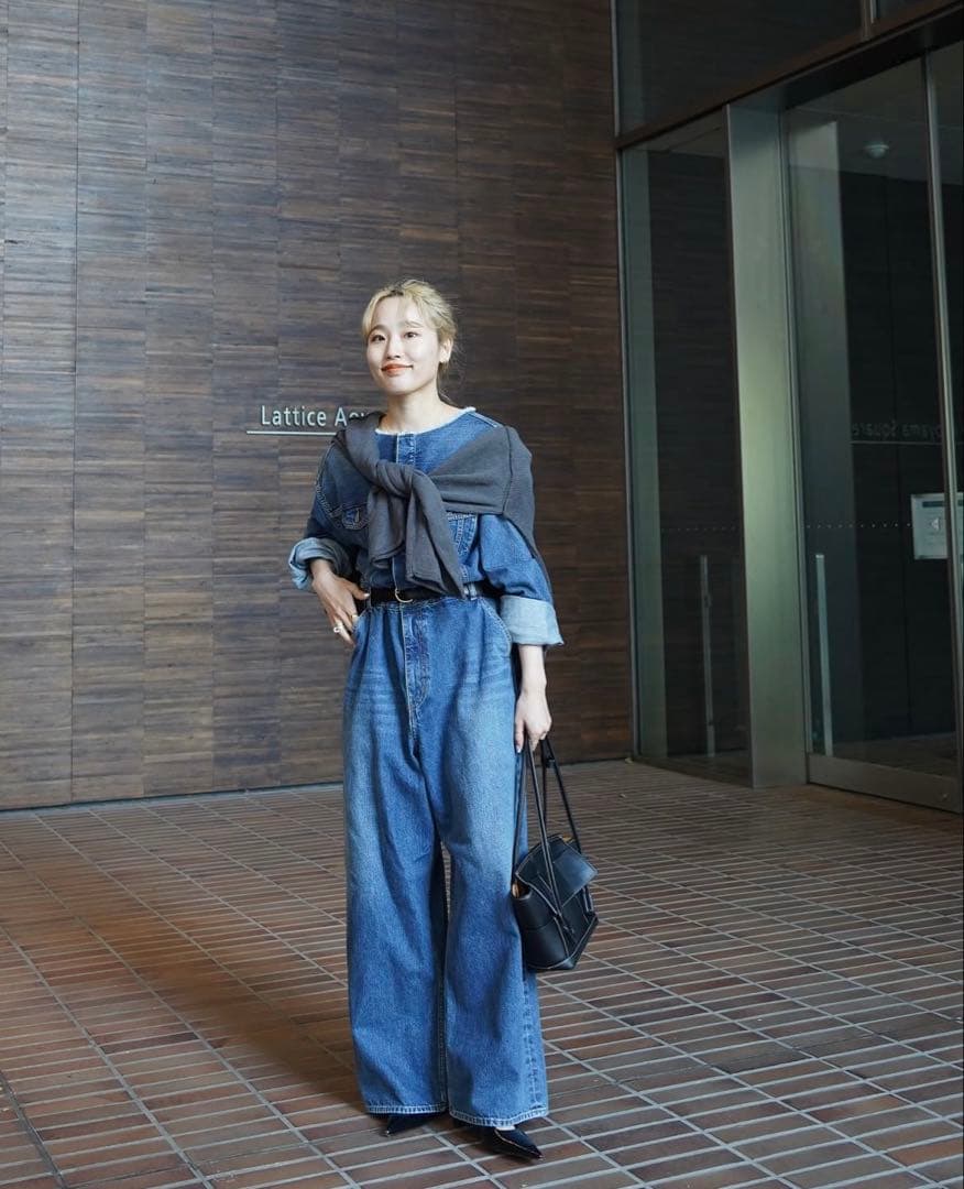 ETRE TOKYO カットオフネックデニムオールインワン - BLUE