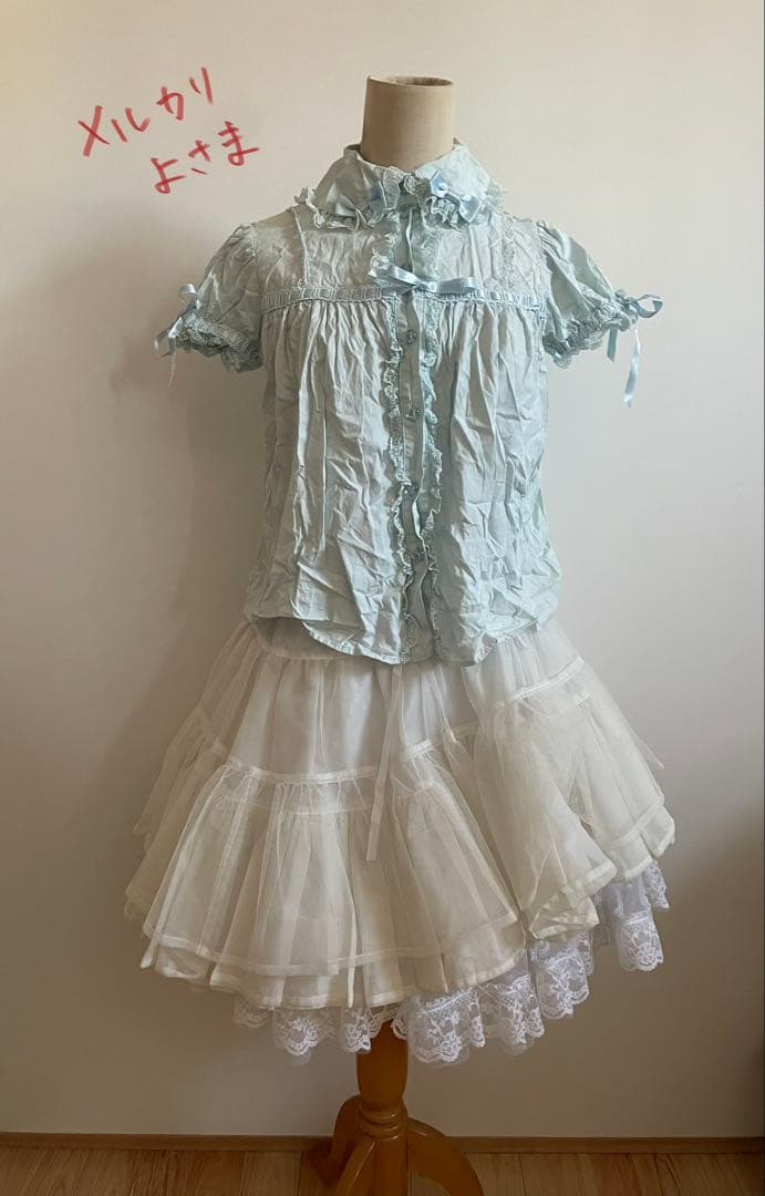 AngelicPretty*胸元切替チュニック風ブラウス*サックス*大きいサイズ