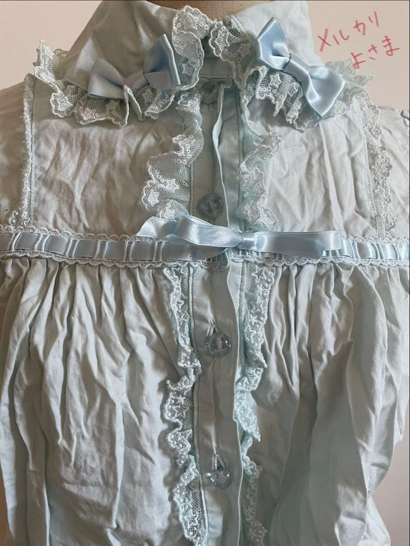 AngelicPretty*胸元切替チュニック風ブラウス*サックス*大きいサイズ