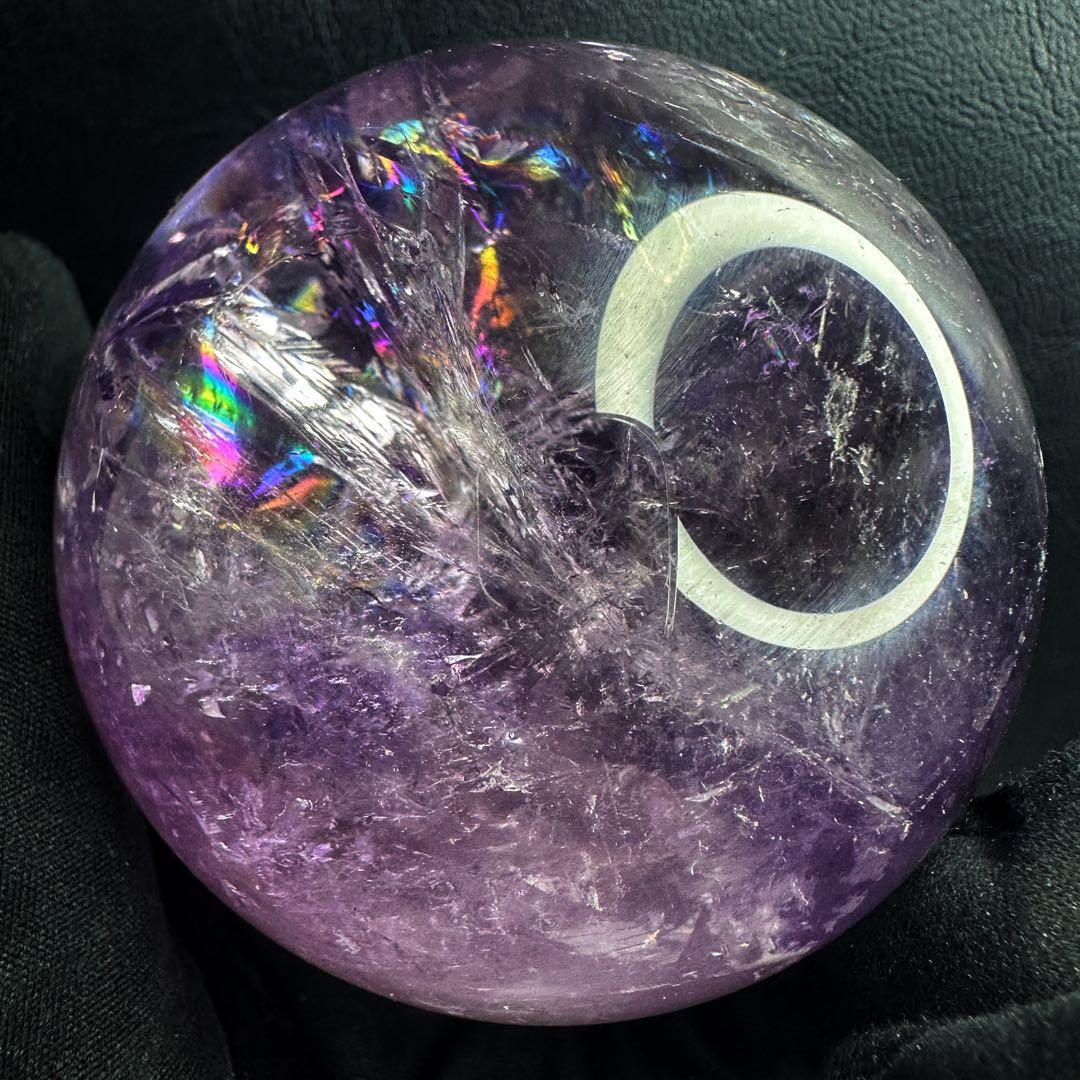 しずく♡超美品♡レインボー☆アイリスアメジストスフィア丸玉 A1330