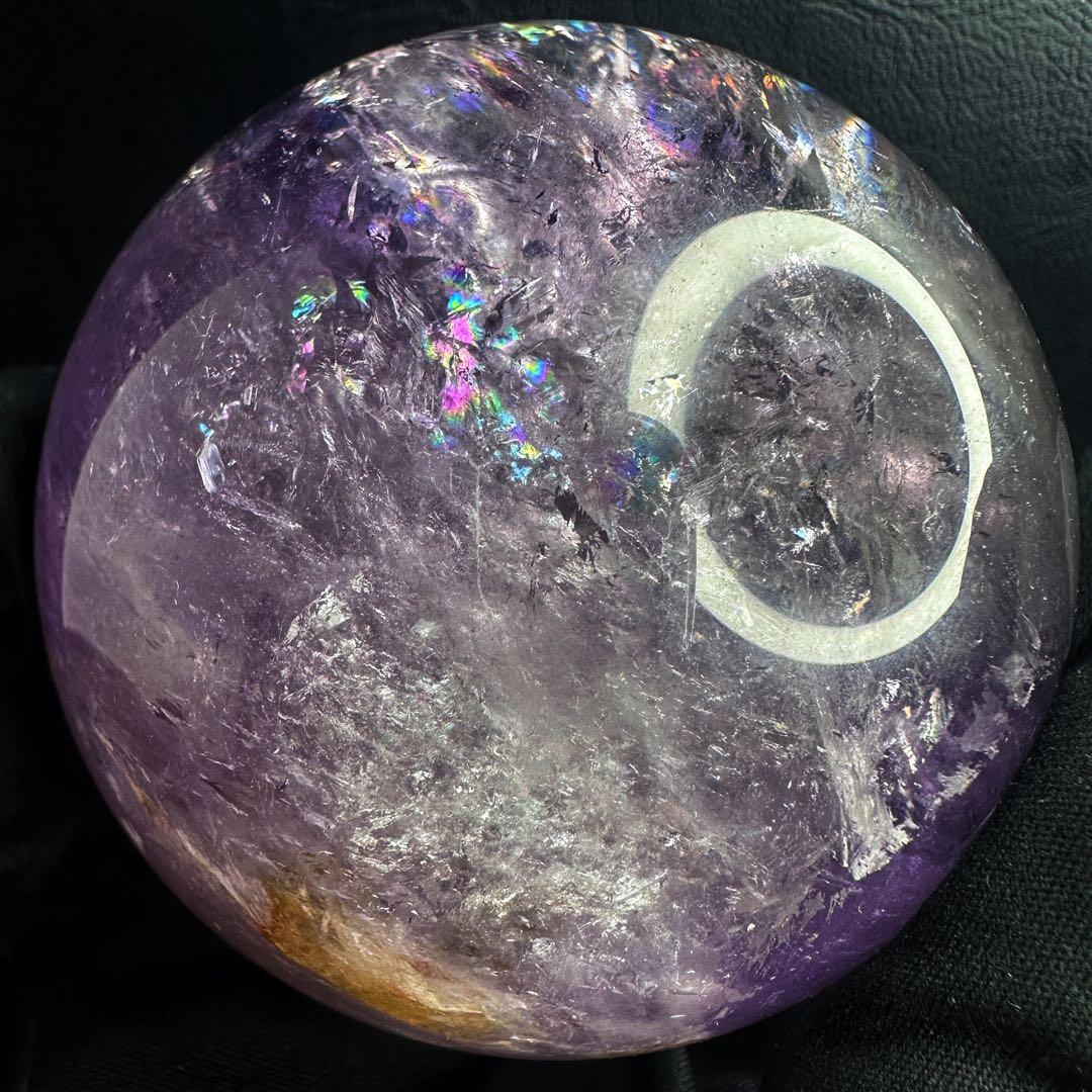 しずく♡超美品♡レインボー☆アイリスアメジストスフィア丸玉 A1330