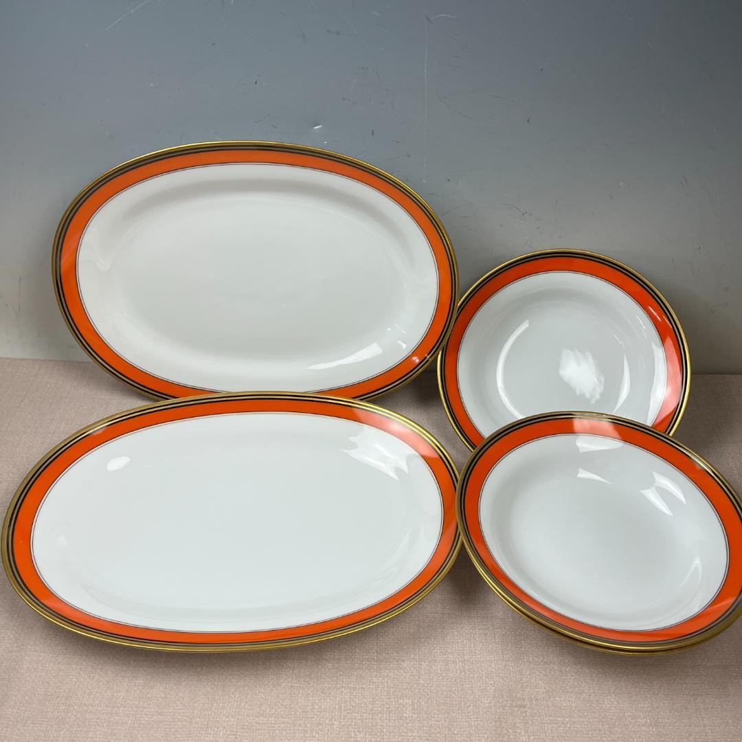 43 リチャード ジノリ オレンジ系 金彩縁 オーバル スープ皿 5枚セット