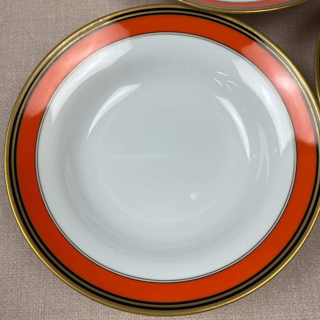 43 リチャード ジノリ オレンジ系 金彩縁 オーバル スープ皿 5枚セット