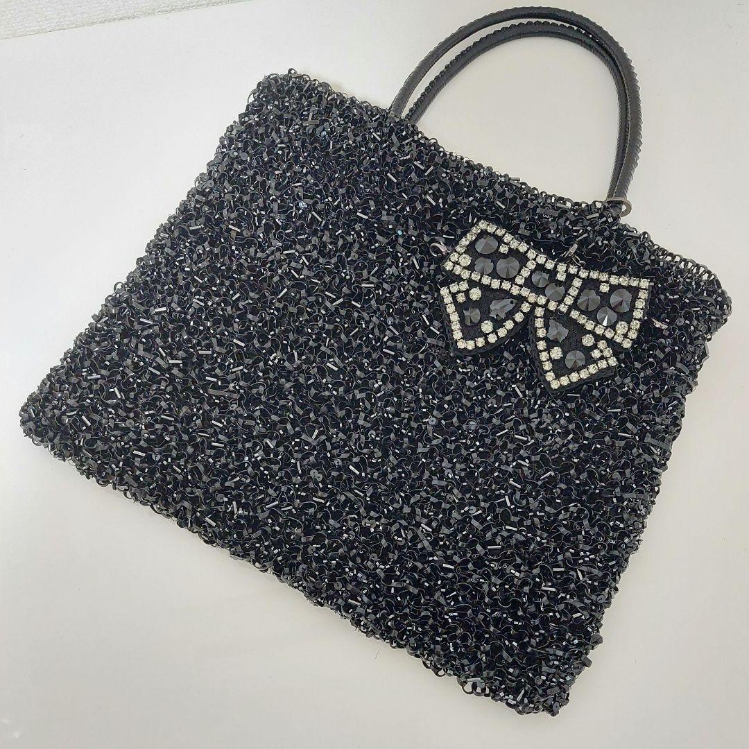 アンテプリマ ワイヤーグリッター スクエア エナメルブラック バッグ