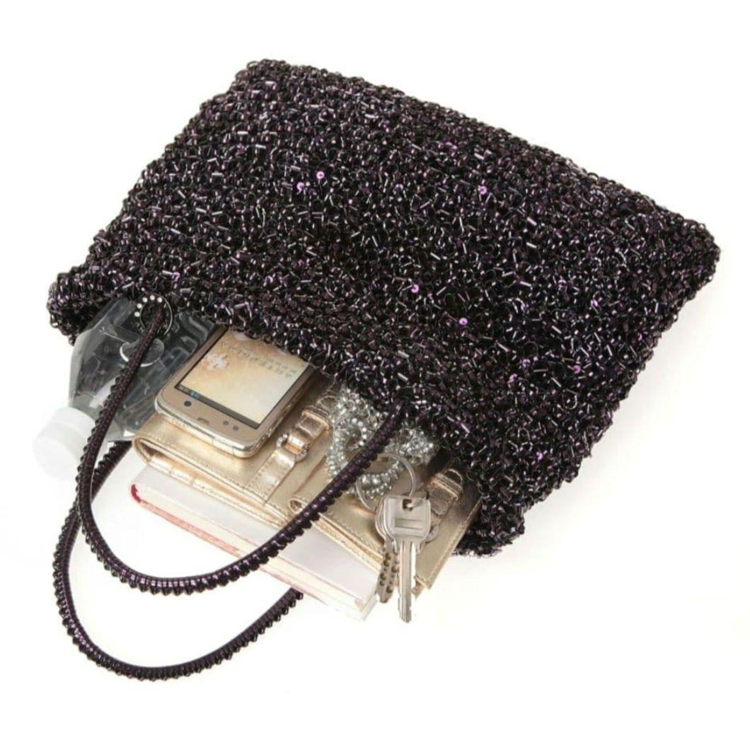 アンテプリマ ワイヤーグリッター スクエア エナメルブラック バッグ