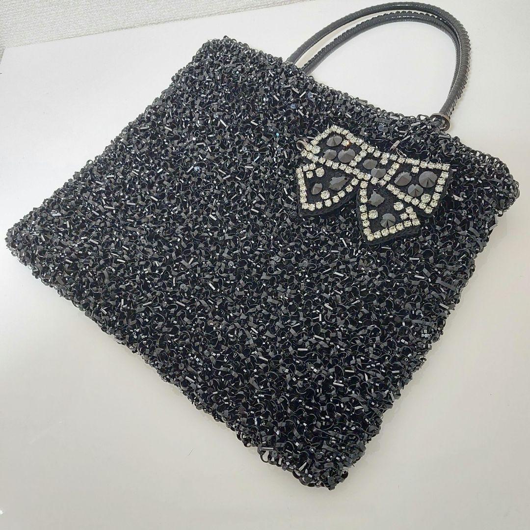 アンテプリマ ワイヤーグリッター スクエア エナメルブラック バッグ