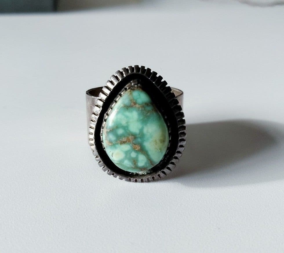 インディアンジュエリー キングマンターコイズ J Linkin 指輪 ナバホ