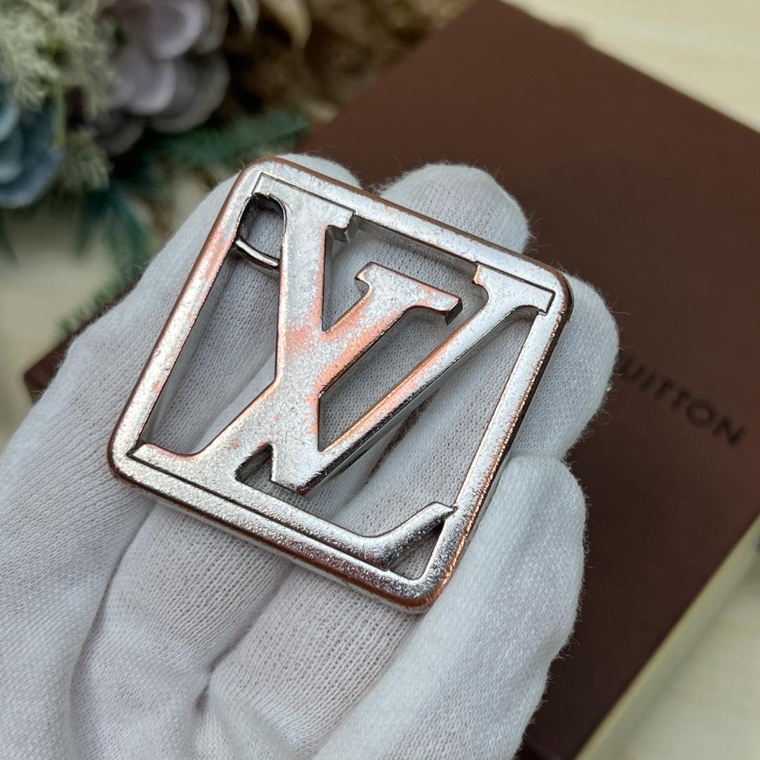 ルイヴィトン ヴィンテージ キーリング ロゴ チャーム シルバー スクエア