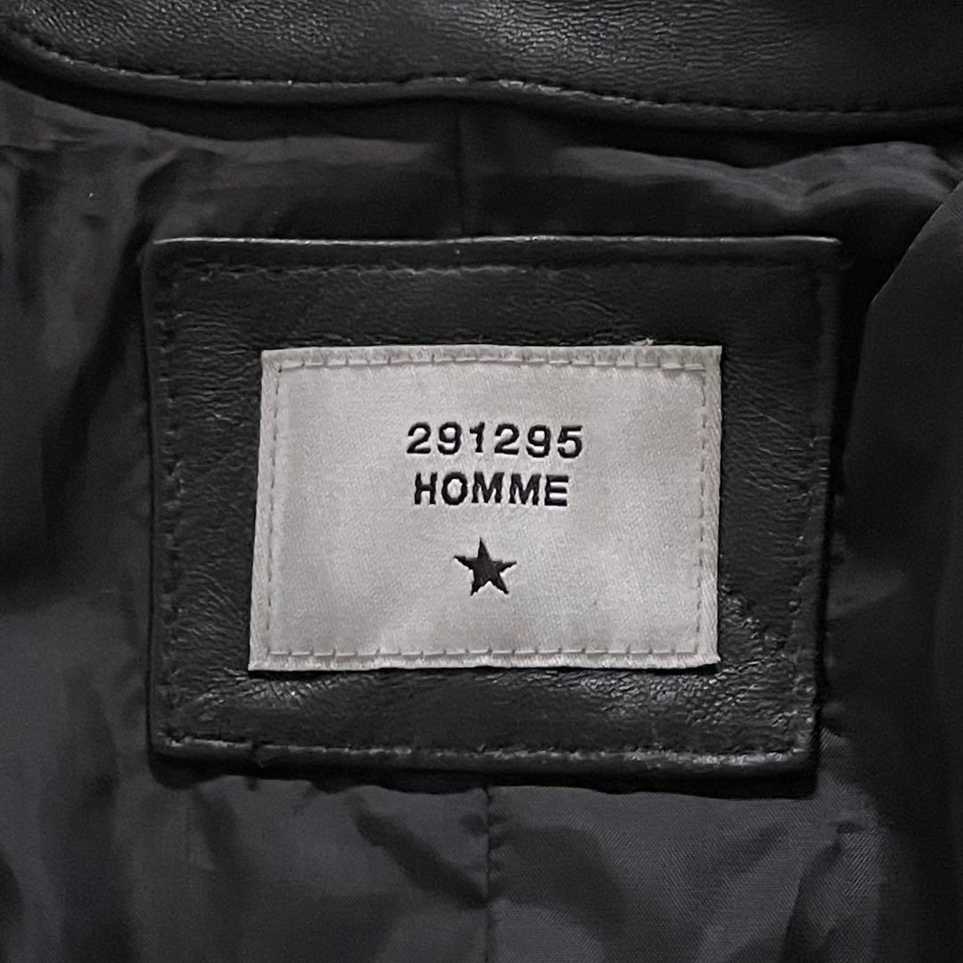 291295=HOMME ラムレザージャケット シングル 黒 4