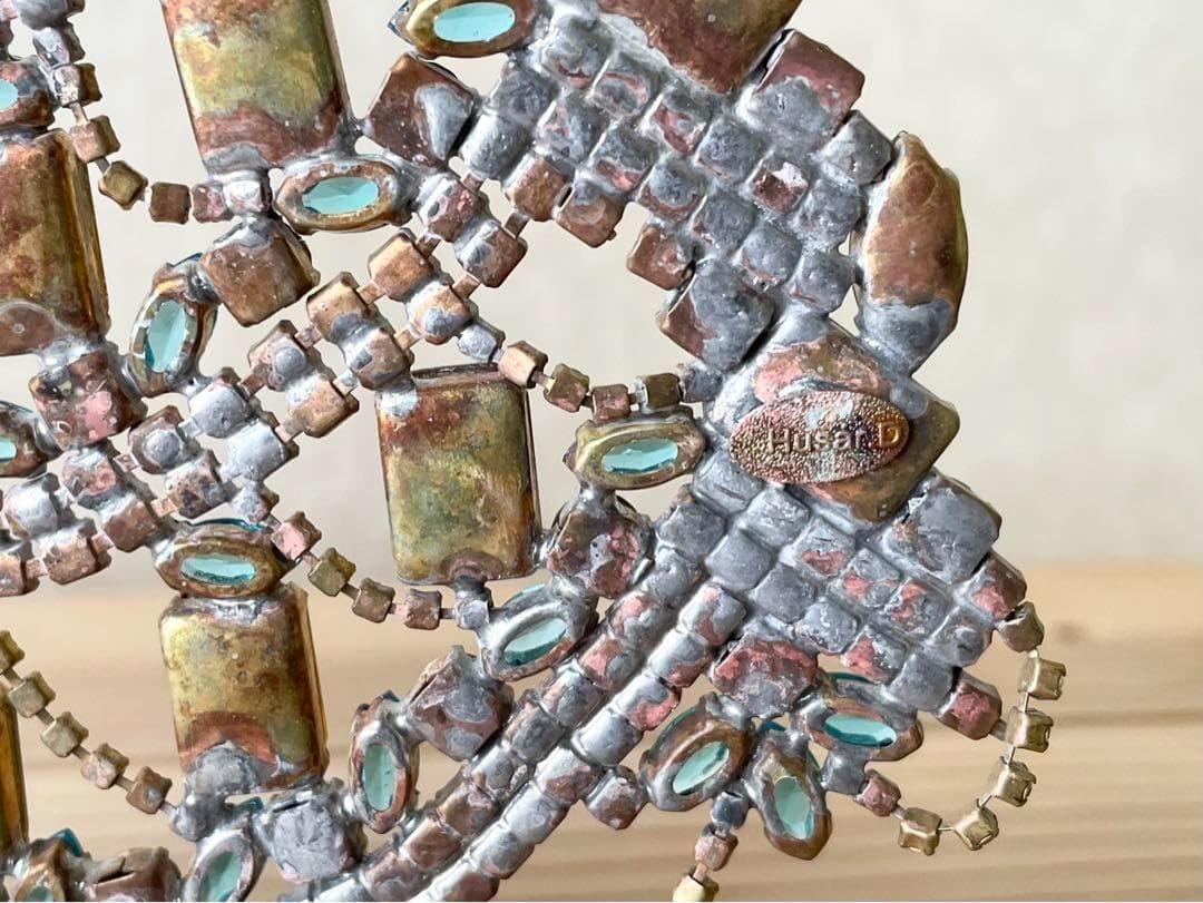 特大/チェコガラスツリー/Husar.D刻印/手作り/ブラウンブルー/クリスマス