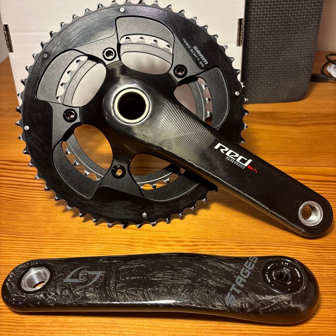 SRAM RED GXP カーボンクランク　左側パワメ付き(STAGES)