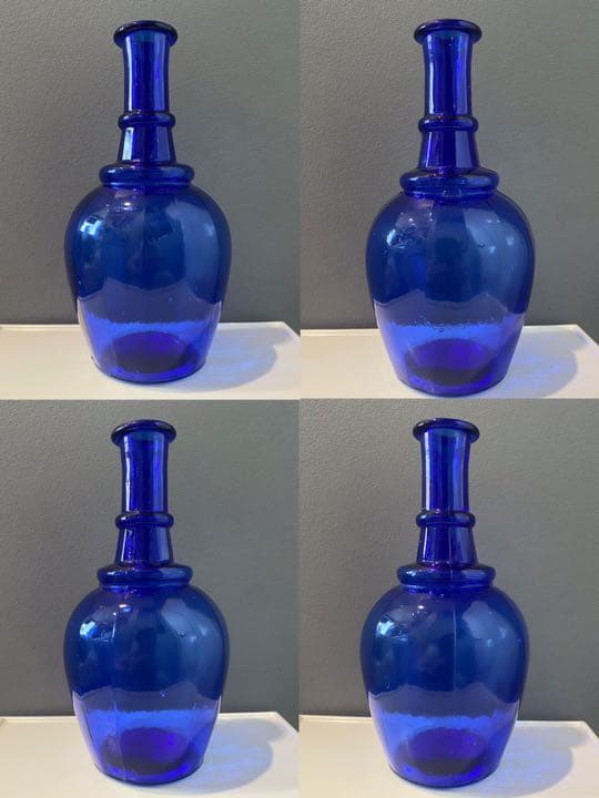 アンティーク ビンテージ 花瓶 フラワーベース ブルー 大瓶 ボトル 美品