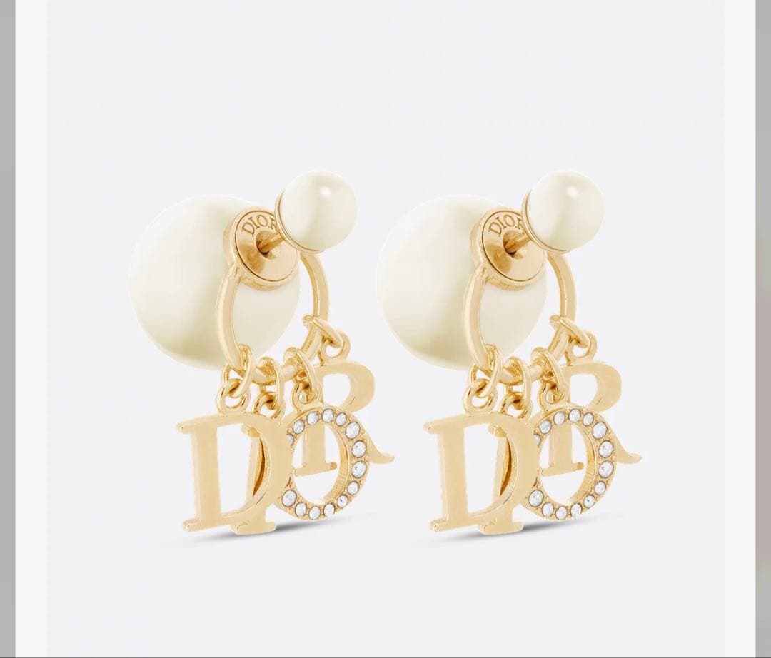 DIOR ディオール Tribales ロゴ トライバルピアス　パール ゴールド