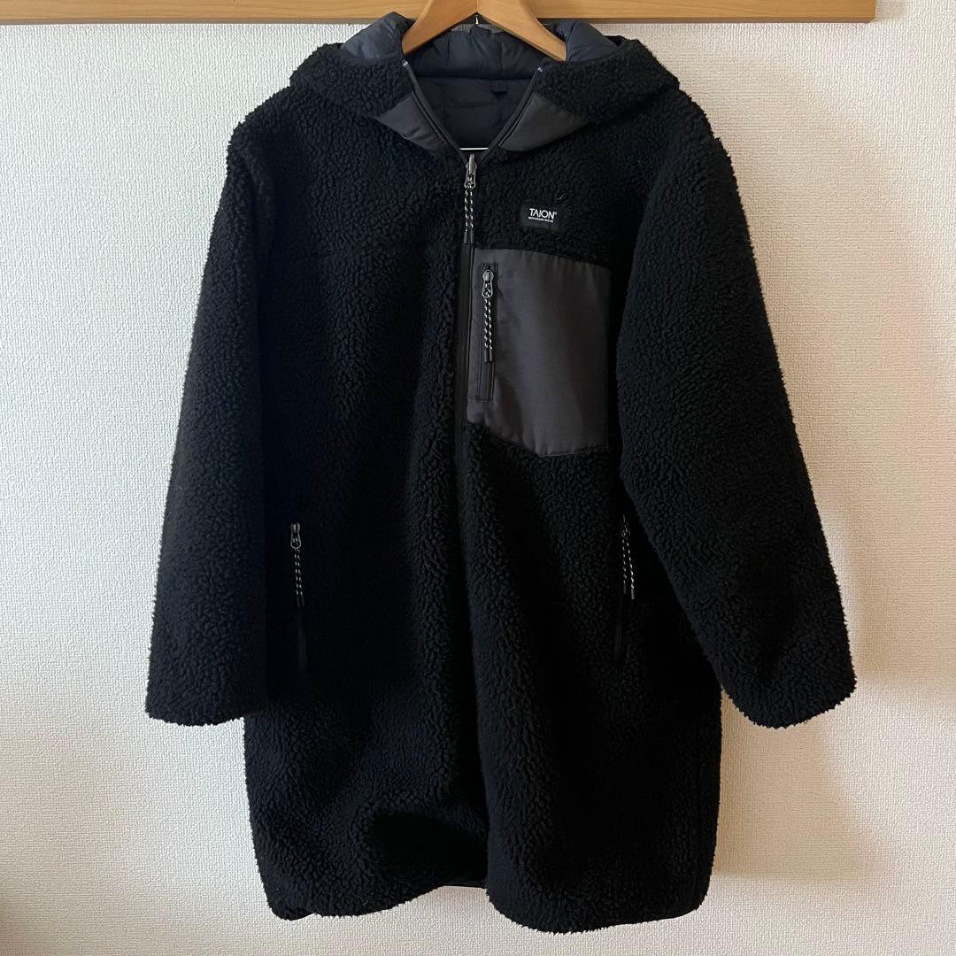 TAION ノーリーズ タイオン ボアリバーシブルダウンコート ブラック M