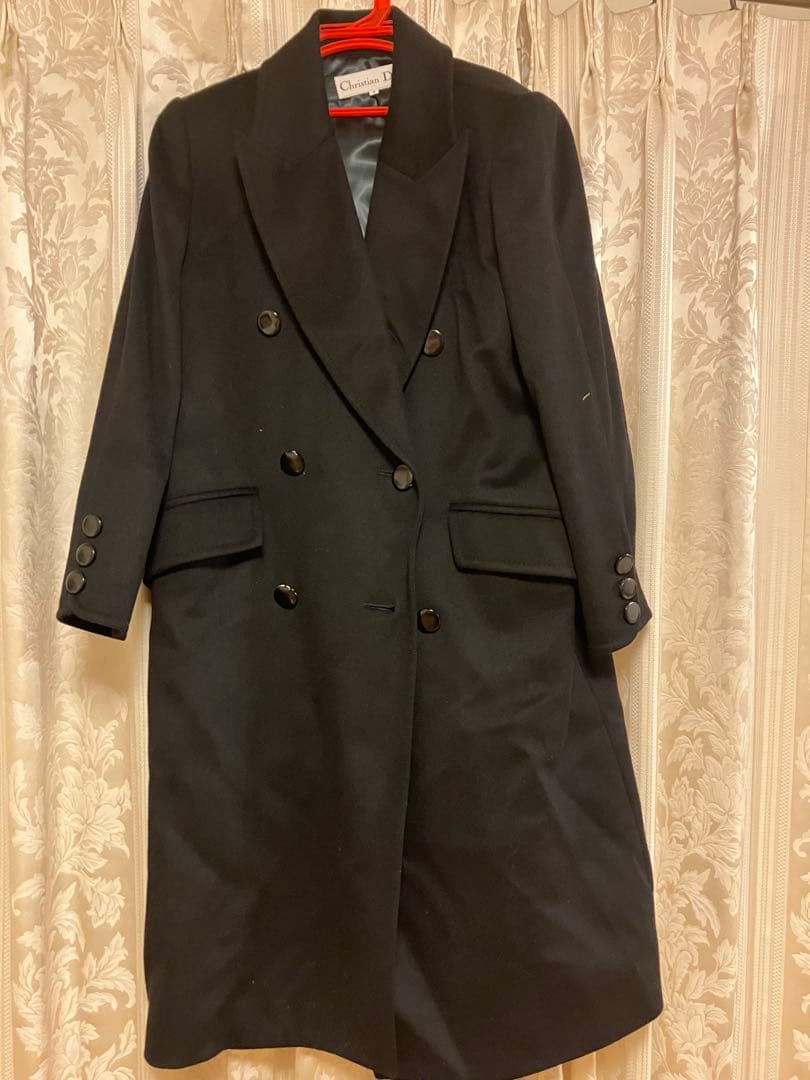 Christian Dior 黒 ダブルブレスト ロングコート　Mサイズ