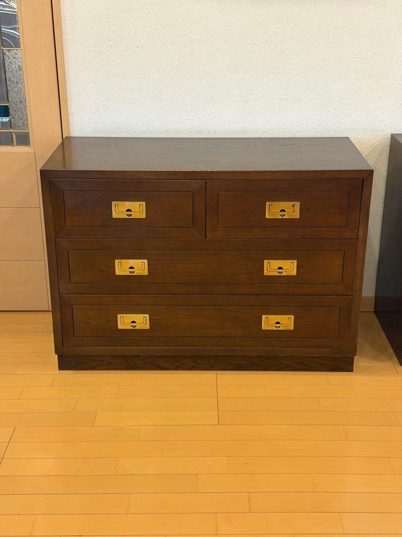 ドマーニ製 アンティーク木製ダークブラウンチェスト 4引き出し