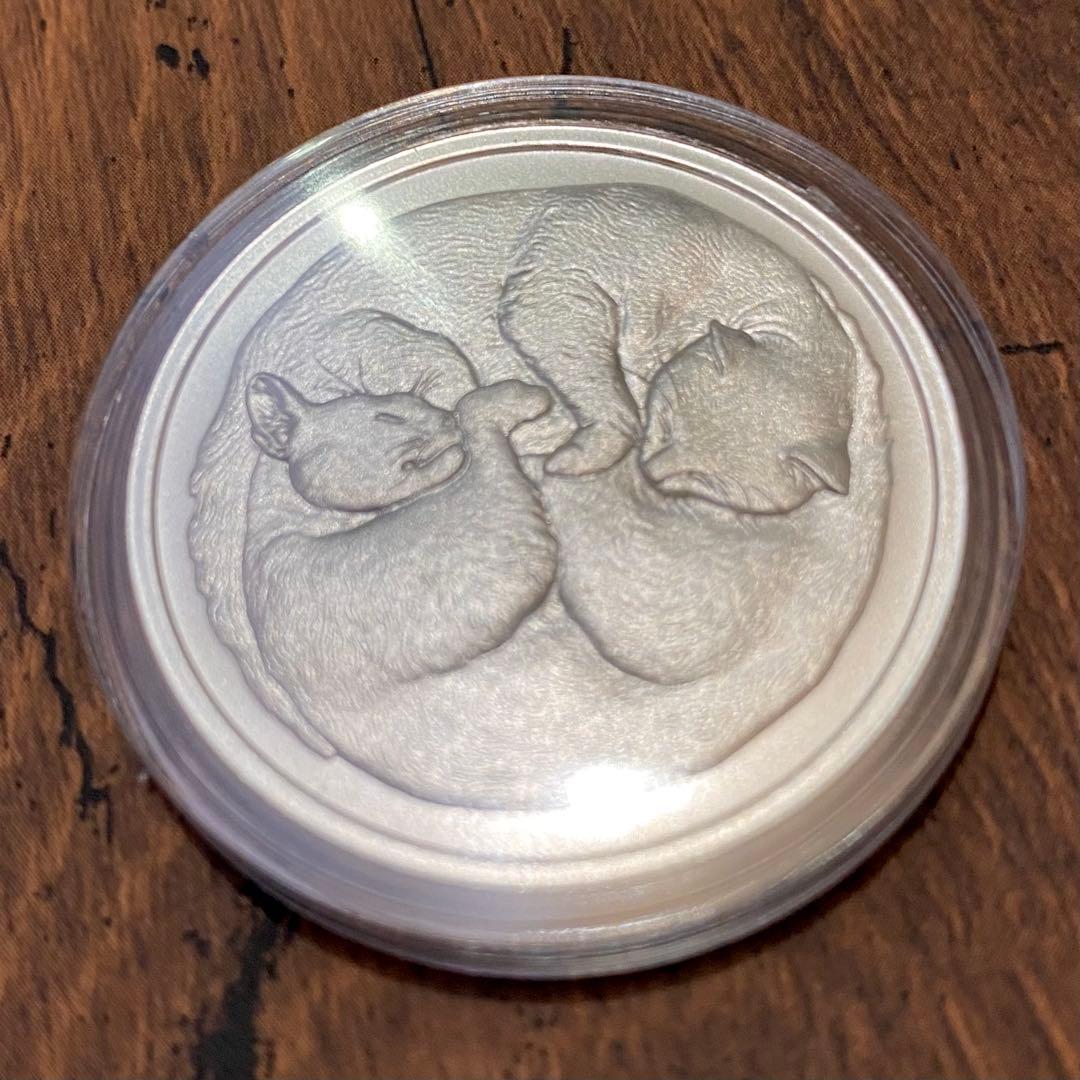 2021 眠り猫 2匹 Sleeping Cat 1oz  純銀 ネコ