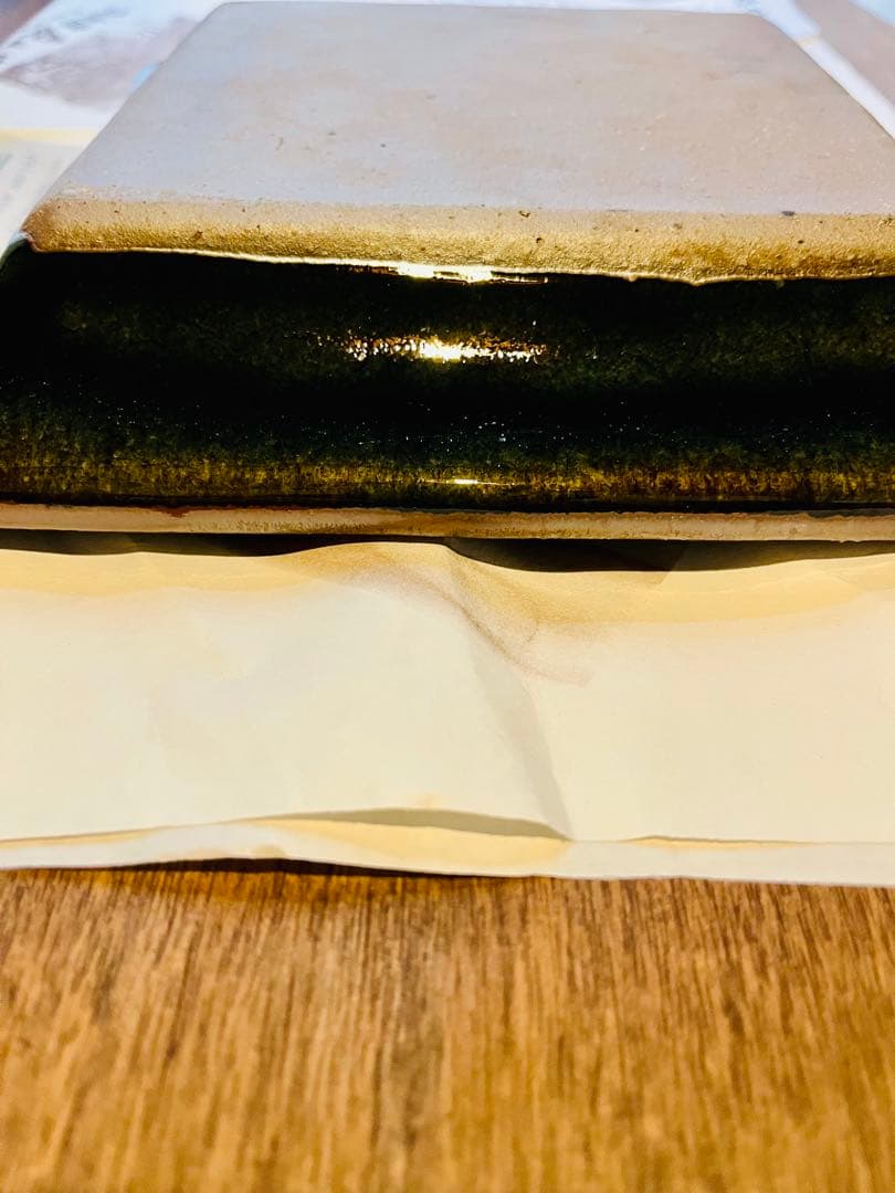 温泉津焼森山窯 森山雅夫さんの瑠璃釉皿　石見焼　島根民藝　角皿各鉢