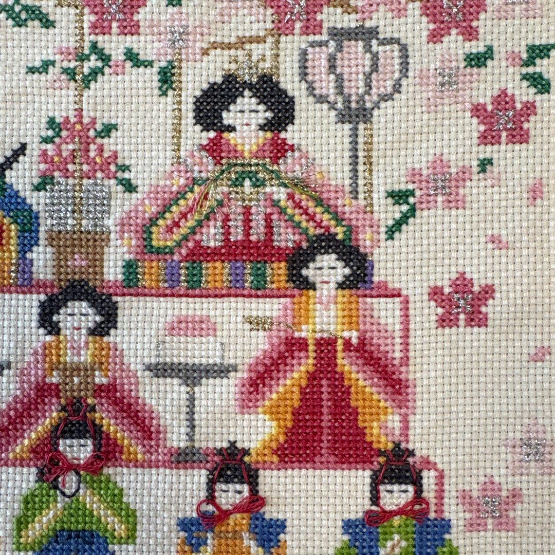 ひな祭り 刺繍アート 木製フレーム付き