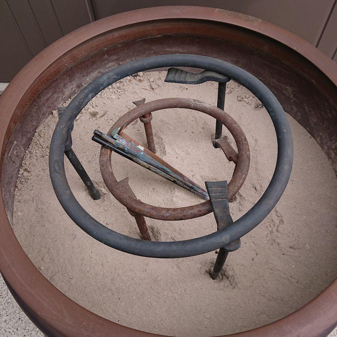 火鉢、唐銅古美術、五徳付