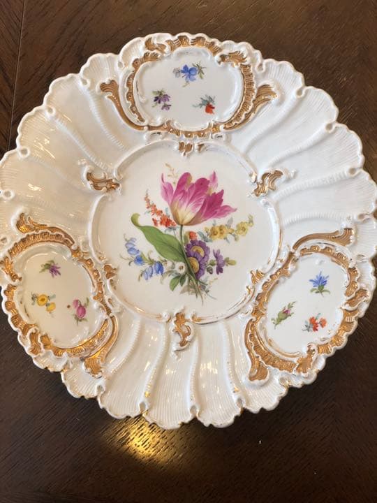 マイセン　アンティーク　手書きプレート