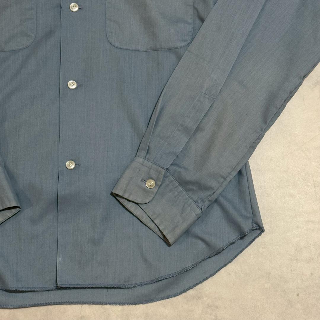 60s 70s TOWNCRAFT くすみブルー 開襟 シャツ DM1357