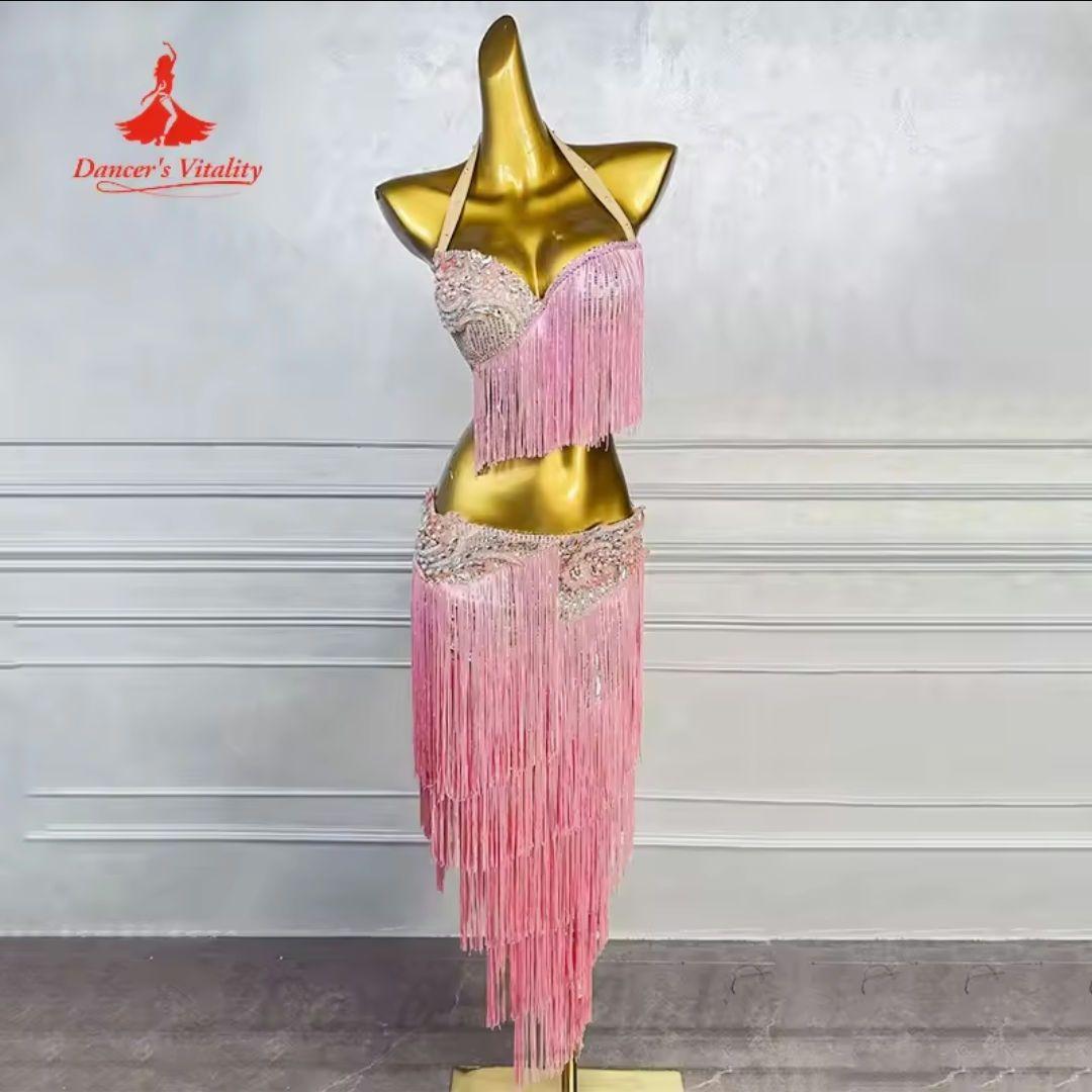 【タグ付き新品未使用】ピンクフリンジ ベリーダンス衣装