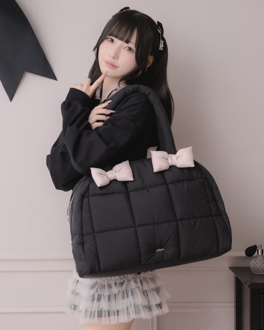 ボリュームリボンキャリーオンボストンバッグ　pium