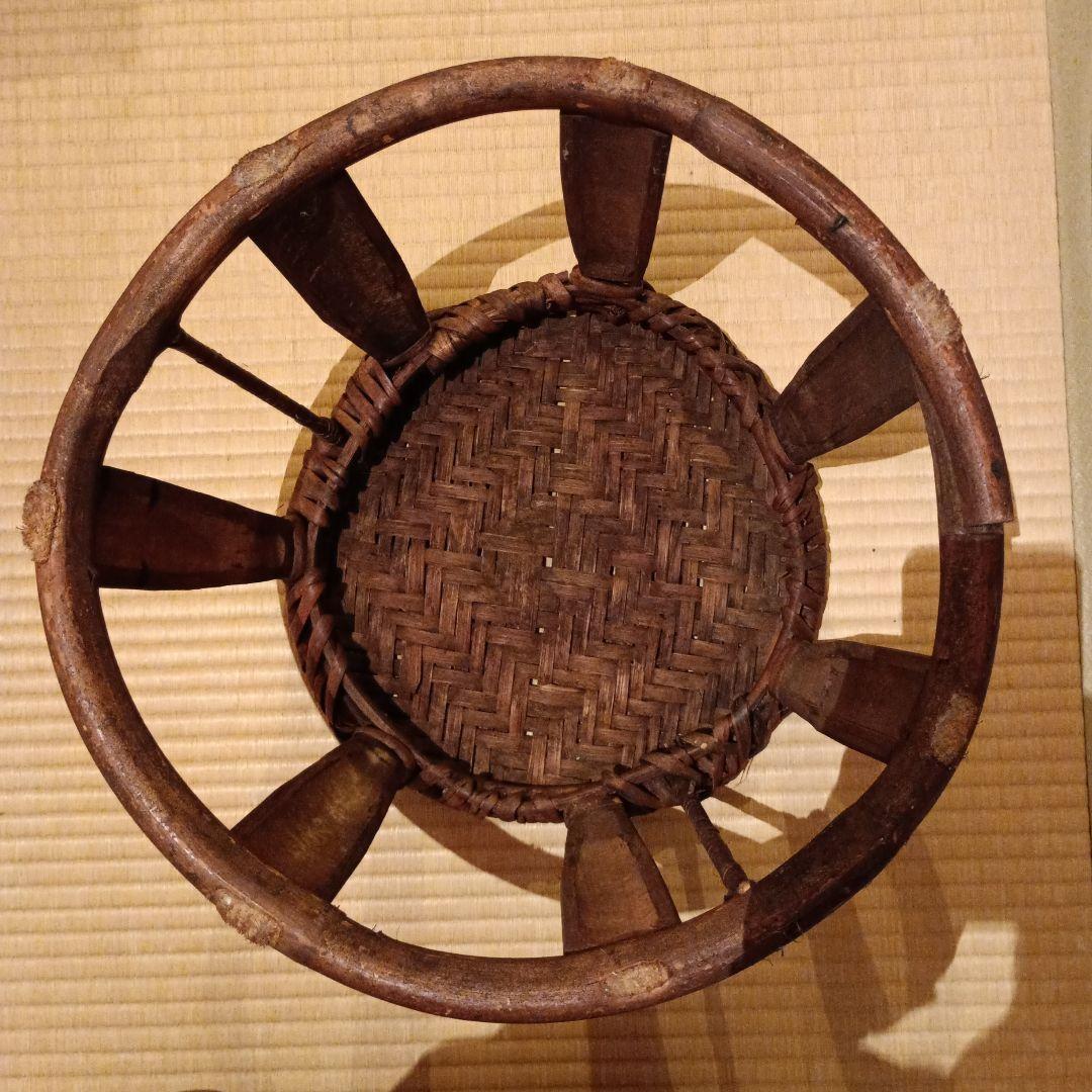 円形編み込みスツール　ラオス