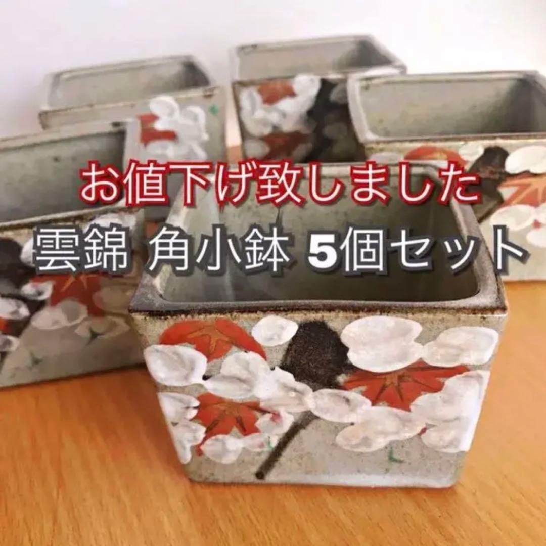 昭和レトロ デッドストック 雲錦模様 角小鉢 5個セット