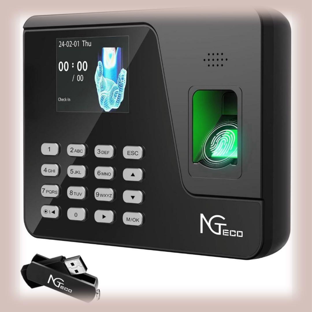 タイムレコーダー 指紋認証 パスワード 勤怠管理 USBデータ管理 壁掛け式